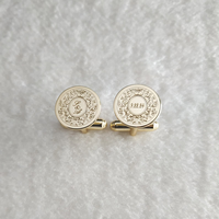 Boutons de manchette personnalisés avec logo, initiales et date de mariage, pour le marié, anniversaire, en laiton plaqué or moderne