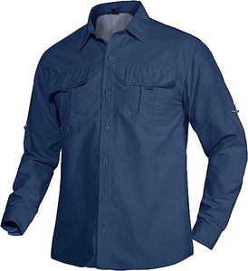 El mejor diseño cómodo Camisa de carga para hombres Tela de franela Anti-retráctil Transpirable Última tendencia Estilo Safari Venta caliente Precio barato - Product Image 3