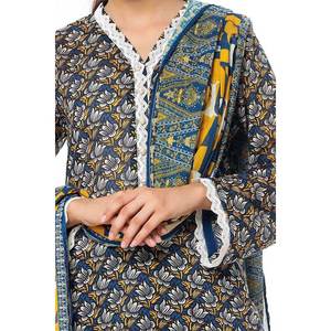 Conjunto de traje de jardín sin coser de 3 piezas azul para mujer - Product Image 1