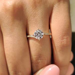 Round Brilliant Cut Lab Grown Diamond Bypass <b>Ring</b> in Pave Setting Women's Engagement <b>Ring</b> with VS Clarity - Product Image 5