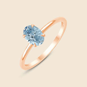 Anillo de diamante ovalado Azure de 0.3 quilates, diamante cultivado en laboratorio, corte ovalado, F-VS, en oro sólido de 14K, para novia, boda, compromiso, fiesta. - Product Image 2