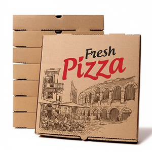 Caja de Pizza Corrugada de Papel Kraft Resistente y Ecológica, Embalaje de Alimentos que Conserva el Calor para Entrega de Pizza y Servicio de Comida para Llevar - Product Image 1