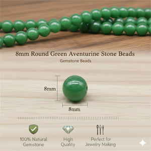 Perles en vrac Beadsnfashion MGB-170, 8 mm, rondes, en aventurine verte, pour la fabrication de bijoux DIY - Product Image 3