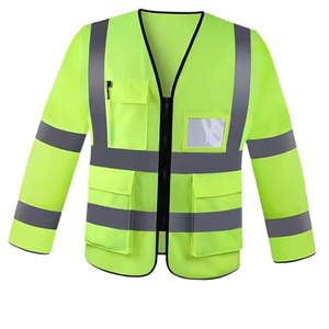 Chaleco reflectante con bolsillos, chaleco de alta visibilidad de manga larga, ropa de trabajo - Product Image 5
