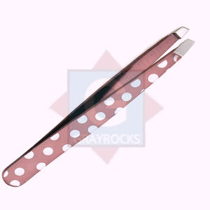 Pinzas para cejas de belleza de acero inoxidable de alta calidad con punta inclinada Pinzas para cejas injertadas con logotipo personalizado - Product Image 2