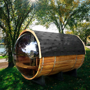 HELIUS Cedar Madeira Panorâmica Barril Sauna 4-6 Madeira Tradicional Fogo Barril Sauna Exterior - Product Image 1