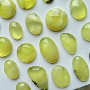 Natural Yellow Australian Prehnite Crystal Loose Gemstone with Both Sides Polished Flat Back Cabochon Mixed Shape for Healing - Product Image 4