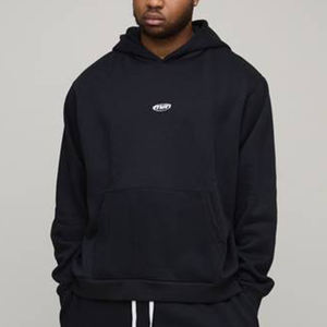 Sudadera con Capucha para Hombre, Estilo Casual, Otoño, 100% Algodón, Felpa, Dobladillo y Puños Acanalados, Impresión Digital Bordada, Corte Regular, Color Negro, Precio de Fábrica - Product Image 1