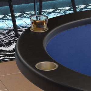 Table de poker pliante Texas Holdem bleue pour 10 joueurs avec accoudoirs rembourrés et porte-gobelets pour les soirées de jeu à domicile et le plaisir au casino - Product Image 6