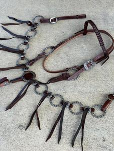 Juego de tachuelas de cuero occidental High on Demand con Riendas de cuello de pecho duraderas para entrenamiento de caballos de la India - Product Image 5