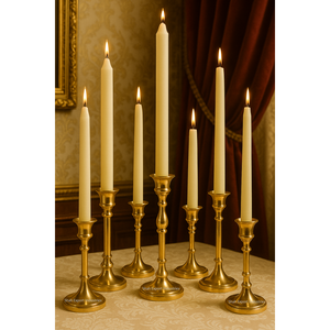 Vela decorativa de latón para mesa, vela cónica para boda, comedor, decoración del hogar, portavelas de latón hecho a mano, pulido brillante - Product Image 1