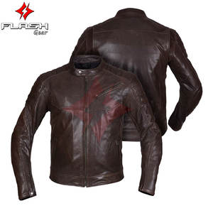 Chaqueta de Cuero Estilo Aviador para Hombre, Cuello Camisero, Estilo Bomber, Logotipo Frontal, para Motocicleta - Product Image 3