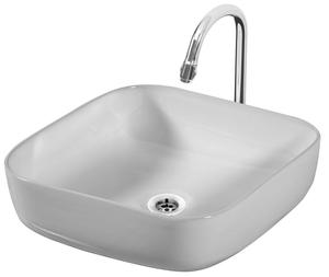 Lavabo en céramique libre pour les salles de bains modernes avec les bords doux et la surface brillante blanche - Product Image 1