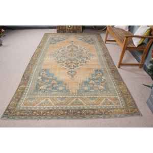 Alfombra Turca Vintage de 5.6x10.2 pies (171x311 cm), Alfombra Azul Marrón con Diseño de Camuflaje - Product Image 3