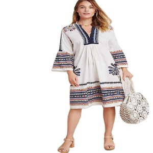 Vestido bohemio con cuello en V para mujer, vestido informal con cinturón, color liso - Product Image 1