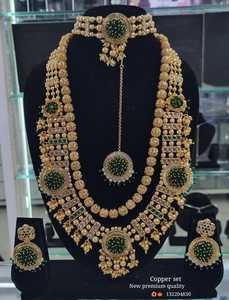 ENSEMBLE DE BIJOUX INDIENS TRADITIONNELS ET À LA MODE EN CUIVRE ENSEMBLE DE BIJOUX DE MARIAGE POUR FEMMES BOUCLES D'OREILLES ET COLLIER - Product Image 2