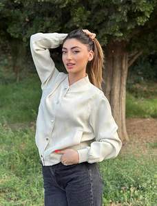 Blouson aviateur universitaire pour femme décontracté boutonné léger printemps vêtements d'extérieur courts respirant avec poches - Product Image 2