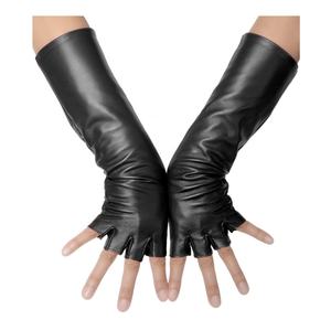 Gants longs en cuir noir mi-longs sans doigts pour femmes, pour soirée, fête ou conduite, fabriqués au Pakistan - Product Image 3
