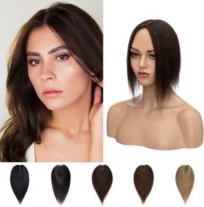 Topper de pelo crudo vietnamita negro Natural de densidad 100% para mujer, estilo recto rizado, textura de onda profunda, cabello humano 100% - Product Image 1