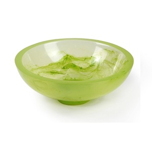 Salads Bowl Green Glass Resin Bowl, <b>Knitting</b> Resin <b>Storage</b> Bowl,Green and Gold Floral Shaped Glass Small Bowls - Product Image 6