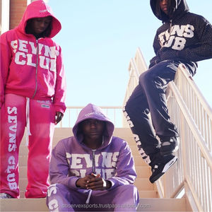 Ensemble sweat à capuche et pantalon de survêtement unisexe personnalisé Streetwear respirant pantalon de jogging multicolore à la chaleur hivernale lourde - Product Image 4