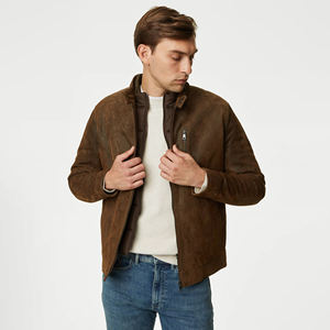 OEM/ODM Veste de course en cuir de mouton élégante pour hommes Conception personnalisée Broderie Confortable Doux Imperméable & Respirant Logo avant - Product Image 4