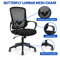 Chaise de bureau ergonomique moderne en maille, réglable en hauteur, pivotante, pour ordinateur, conférence, poste de travail, école, mobilier commercial, nylon