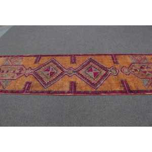 พรมวินเทจขนาด 3x11.5 ฟุต, พรมตุรกี, พรมโมร็อกโกสีแดงเฮอร์กี - Product Image 4