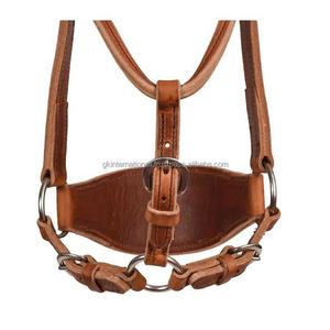 Licou de cheval en cuir anatomique fait à la main avec double boucle et anneau nickelés élégants. - Product Image 6