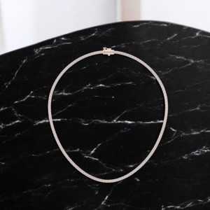 Collar DE TENIS clásico de diamantes de corte redondo de moissanita de 7,00 quilates de 17 pulgadas hecho en oro macizo de 10K,14K,18K - Product Image 3
