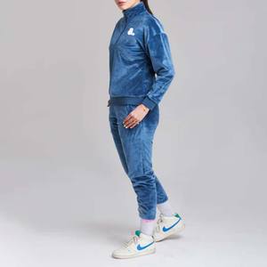Mejor estampado Color sólido 100% algodón transpirable Zip Sweatsuit Set mujeres Stand Front Heavyweight Winter Sporty Hoodie Jogger - Product Image 3