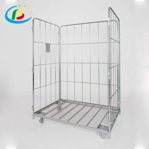 सुपरमार्केट लॉजिस्टिक्स रोल पिंजरे धातु मंच ट्रॉली 3-पक्षीय फोल्डेबल हैंड सुरक्षा भंडारण अनुकूलन योग्य ओएम गोदाम उपकरण - Product Image 4