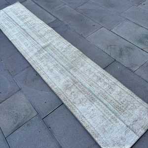 1.6x8.3 ft Turkish <b>Runner</b> <b>Rug</b>, Vintage Gray Solid <b>Rug</b> - Product Image 4