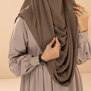 Precios al por Mayor Última Colección Nuevo Estilo Hiyab Musulmán Liso Teñido Color Sólido Poliéster Transpirable Ligero - Product Image 5