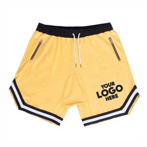 Pantalones cortos de gimnasio de secado rápido de dos pisos para hombre al por mayor, pantalones cortos de malla de deporte de entrenamiento de béisbol con patrón sólido, estilo informal Terry - Product Image 1