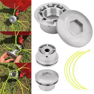 Tête de coupe universelle en aluminium à 4 fils pour débroussailleuse, avec ligne de coupe en nylon filetée, tête de rechange pour débroussailleuse, pièces de tondeuse à gazon argentées - Product Image 3