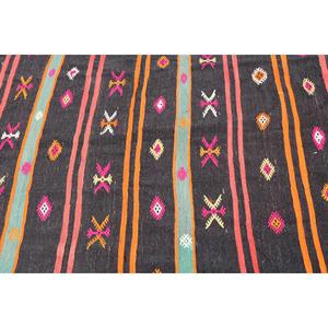 Vintage Turkish <b>Rug</b>, 5.6x7.3 ft Kilim <b>Rug</b>, <b>Black</b> Orange Animal Print Wool <b>Rug</b> - Product Image 5