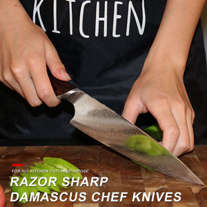 Vente en gros de coutellerie OEM ODM personnalisée Couteau de chef professionnel Damas Manche en bois pour la cuisine Lame fixe et tranchante - Product Image 5