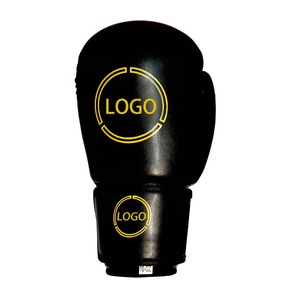 Guantes de boxeo deportivos profesionales para hombres Color negro puro logotipo personalizado guantes de boxeo especiales para entrenamiento guantes de kick boxing - Product Image 2