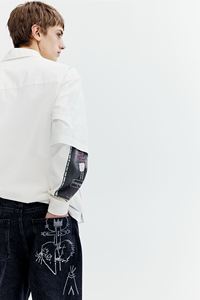 Jean Homme Noir Droit Coupe Décontractée Motif Texte Imprimé Qualité Supérieure 100% Coton Designer Jeans @ Prix de Gros Usine - Product Image 3