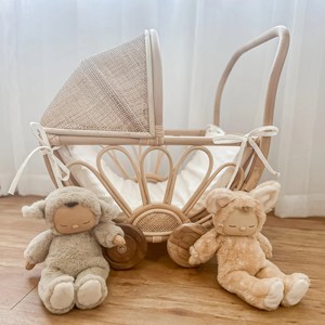 Poussette de marche naturelle faite à la main enfant en bas âge jouets rotin osier poupée landaus bébé wagon poussette pour garçons et filles - Product Image 5