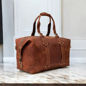 Sac de voyage vintage en cuir pleine fleur, bagage à main pour hommes - Product Image 4