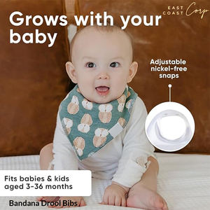 Bavoirs bandana en coton réglables pour bébé doux et absorbants avec fermeture à bouton pour baver et faire ses dents - Product Image 4