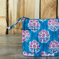 Tas kantong katun, tangan SEMPURNA UNTUK tas wanita, kantong koin & uang tunai, tas kantong buatan tangan Motif blok kantung ritsleting berlapis