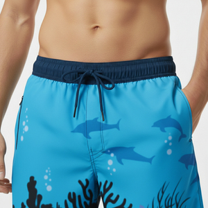 Shorts de bain personnalisés en gros pour hommes, extensibles dans les 4 sens, respirants, séchage rapide, 100 % polyester - Product Image 3