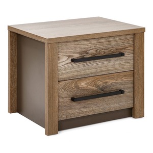 Eros 2 cajones mesita de noche gabinete teca caoba Suar madera sala de estar minimalista Simple Cabbinet 071023 - Product Image 1