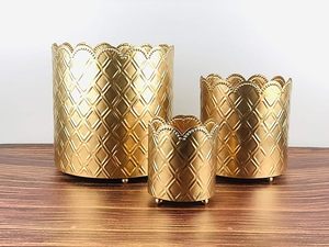 Maceta de oro de Metal con diseño en relieve decorativo moderno para uso en el jardín del restaurante doméstico a bajo precio - Product Image 4