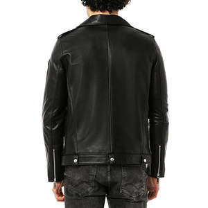 Chaqueta de bombardero de cuero para hombre con cuello levantado de camuflaje hecha a medida con logotipo frontal-Precio competitivo de alta calidad - Product Image 2