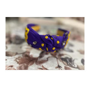 Bandeau turban noué confortable avec empreintes de pattes perlées pour toute occasion - Product Image 4