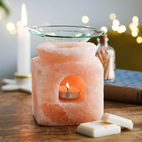 Brûleur de cire de sel de l'Himalaya et diffuseur d'huiles aromatiques avec lampe |   Lumière d'aromathérapie et de guérison de forme carrée pour le spa et le bien-être
